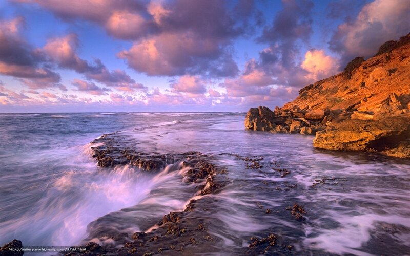 Coastal waves at sunset