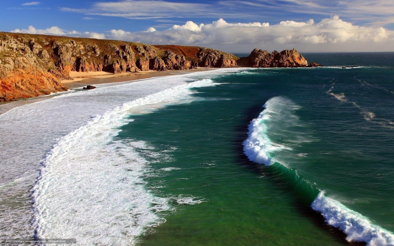 coastal waves crashing on beach