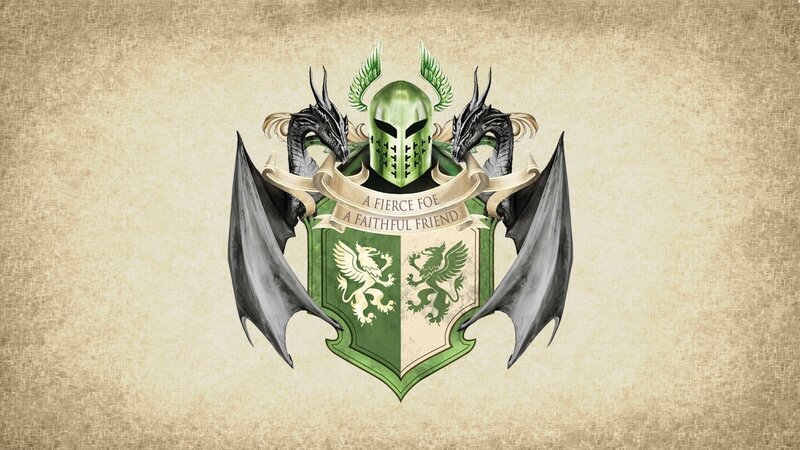 Coat of Arms with Dragons — Green, Dramatic