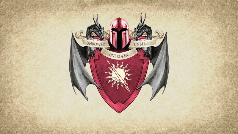 Coat of Arms with Dragons — Red, Dramatic, Digital Art