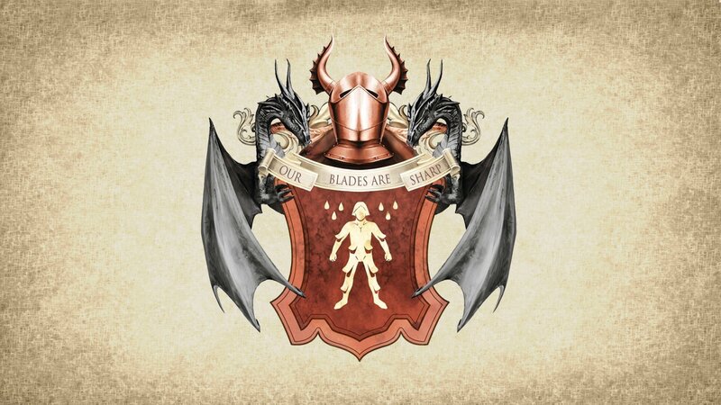 Coat of Arms with Dragons — Red, Dramatic, Illustration, Dragon