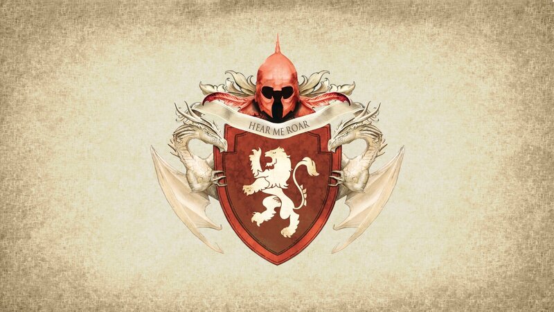 Coat of Arms with Dragons — Red, Dramatic, Illustration