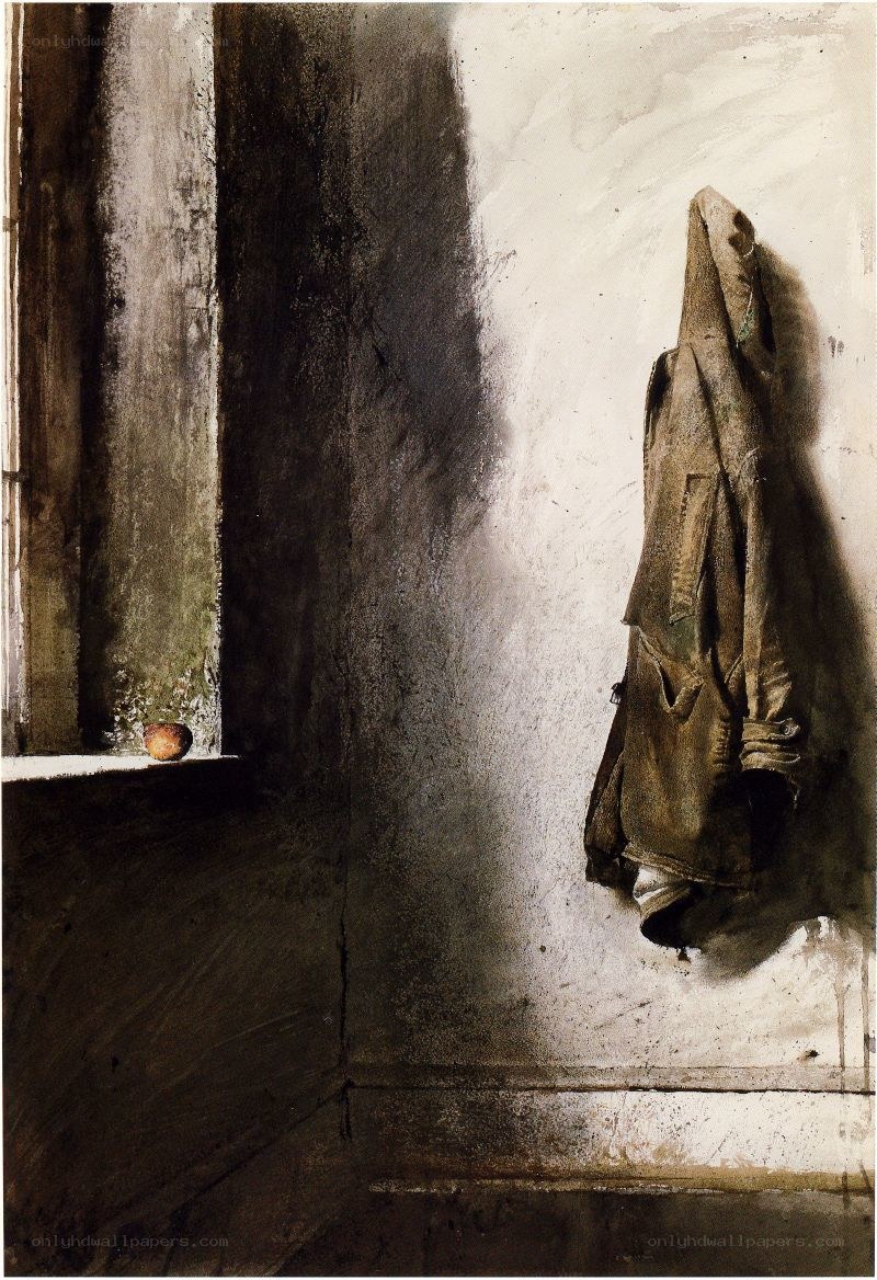 coat on a wall in dim light