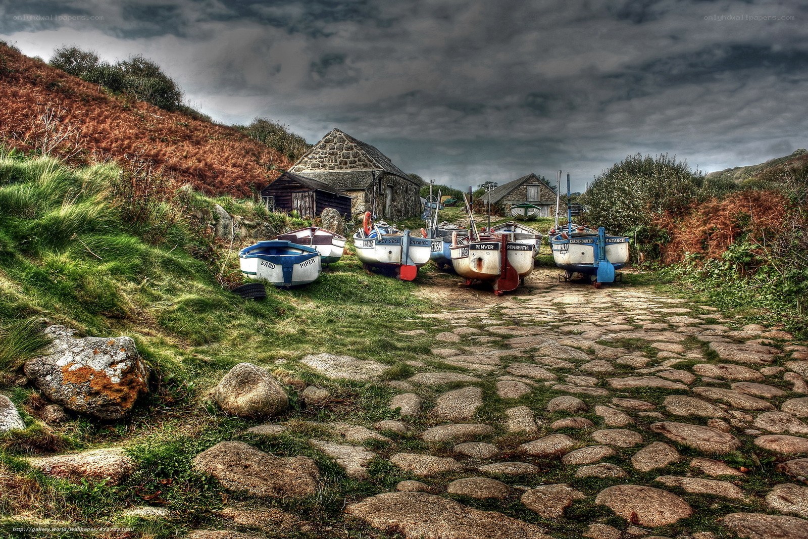 Cobbled path to fishing boats