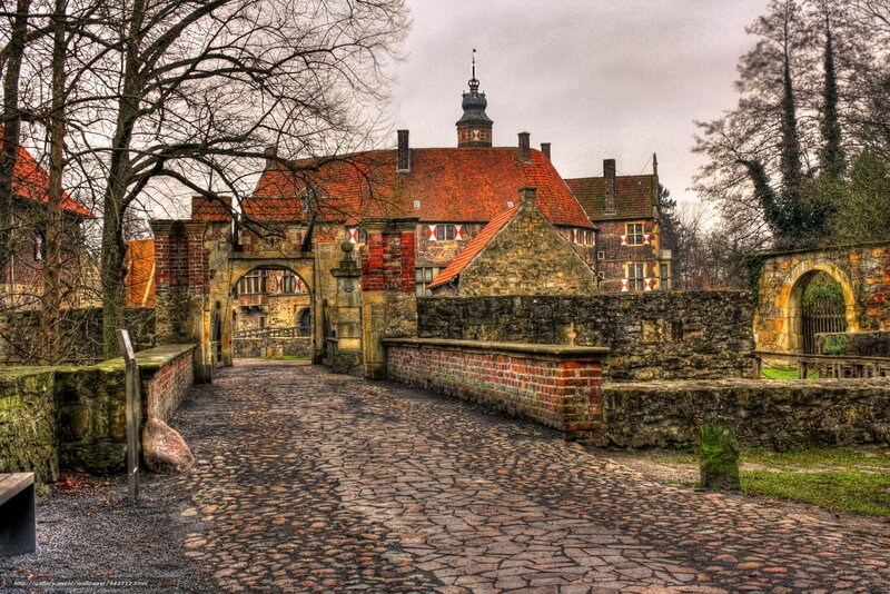 Cobbled path to historic castle
