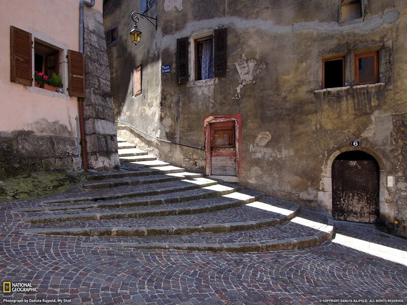 Cobbled stairs in a historic alley