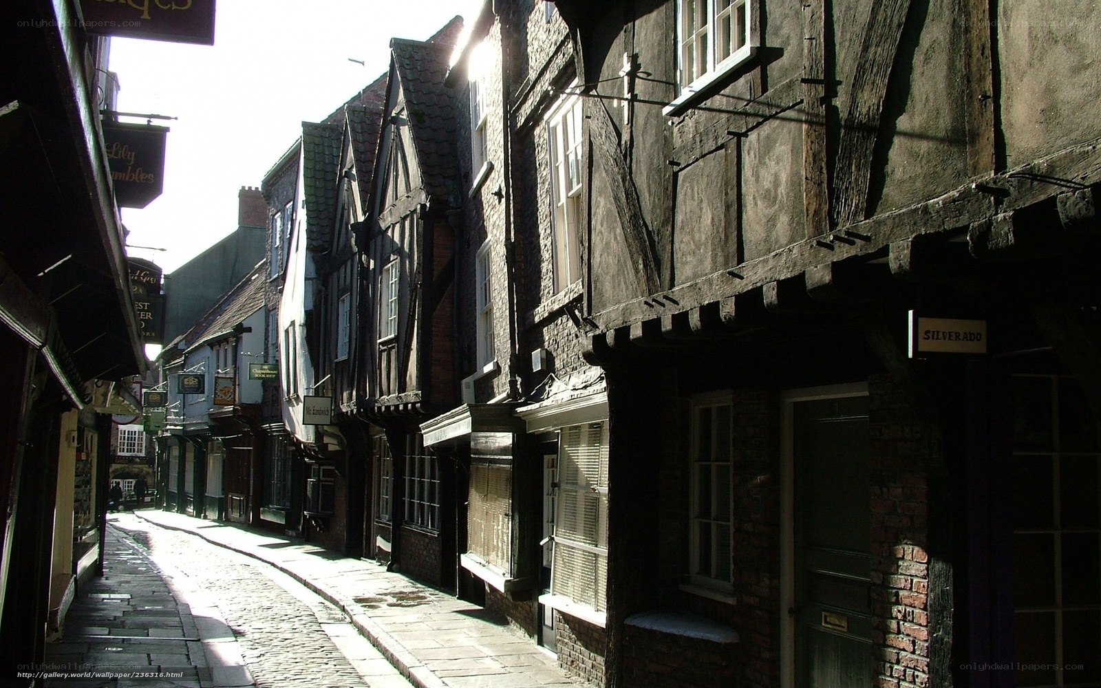 Cobbled street in historic town