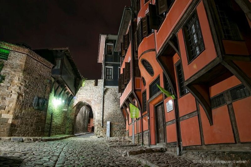 Cobblestone Alley at Night — Orange