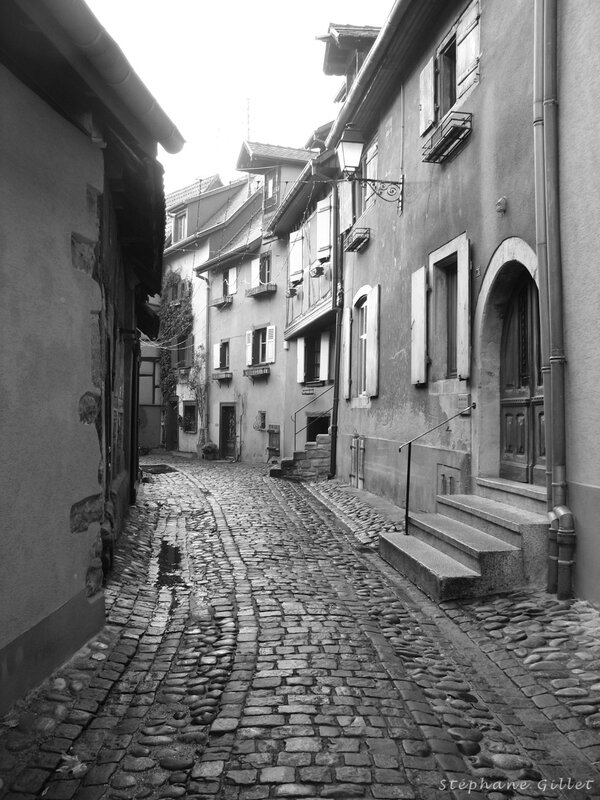Cobblestone alley in a historic town