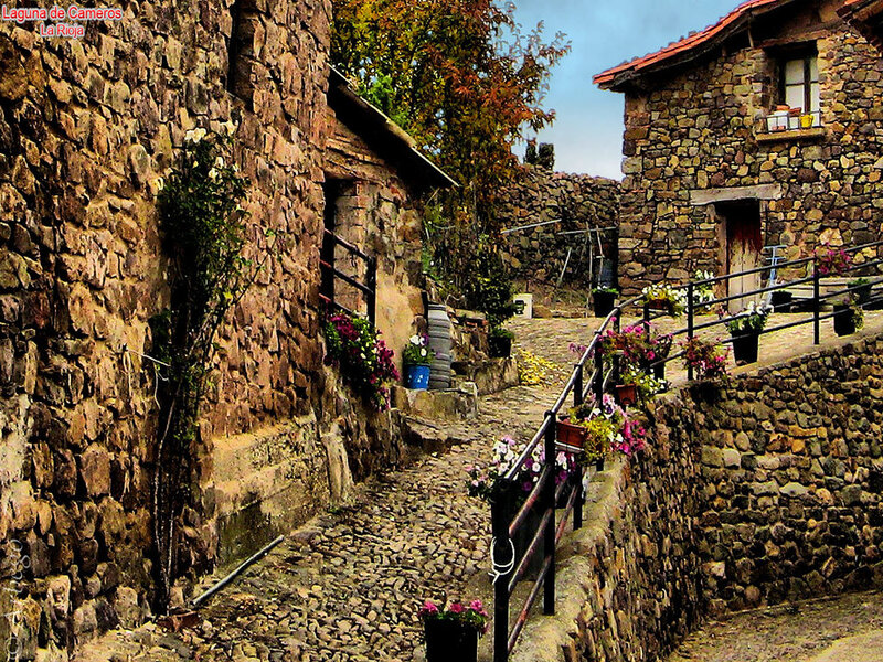 cobblestone alley in a stone village