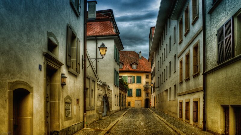 Cobblestone alley in old town