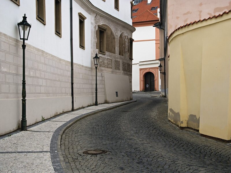 Cobblestone alley in Prague