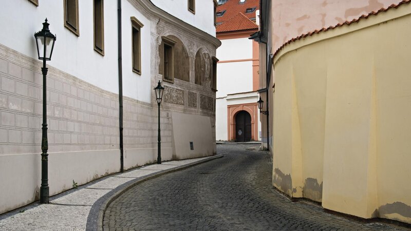 cobblestone alley in Prague