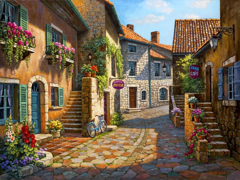 Cobblestone Alley in Village — Orange