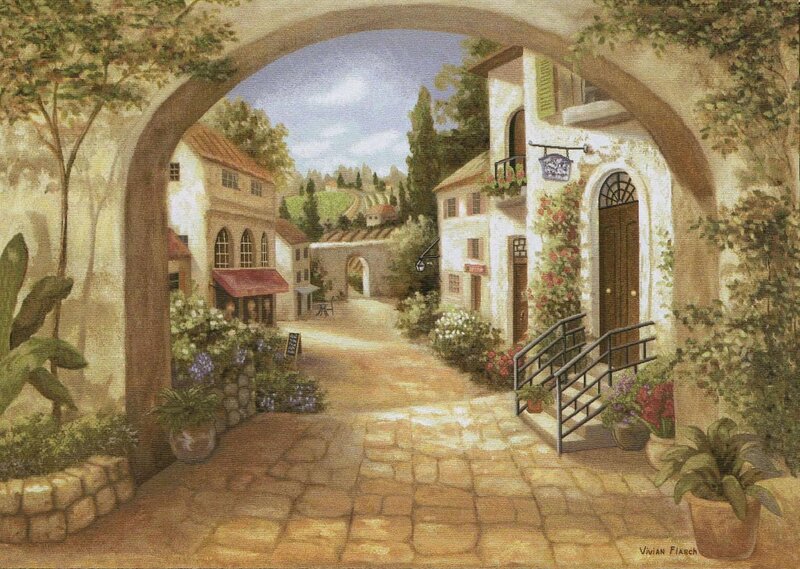 Cobblestone Alley with Archway
