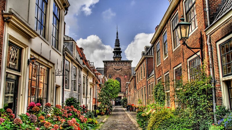 Cobblestone Alley with Church