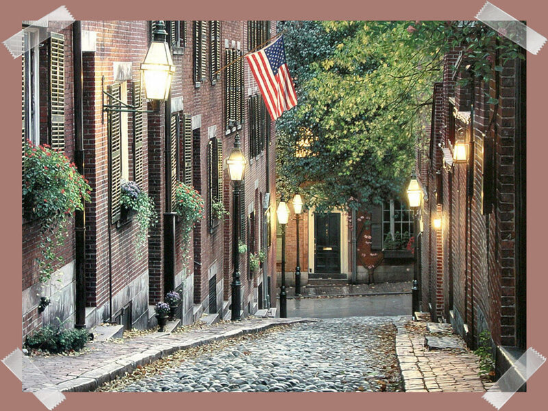 Cobblestone Alley with Flag