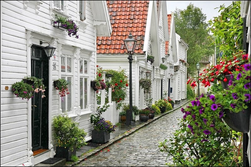 Cobblestone Alley with Houses