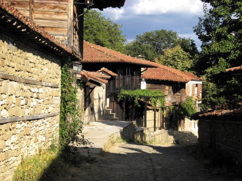 Cobblestone Alley with Old Houses