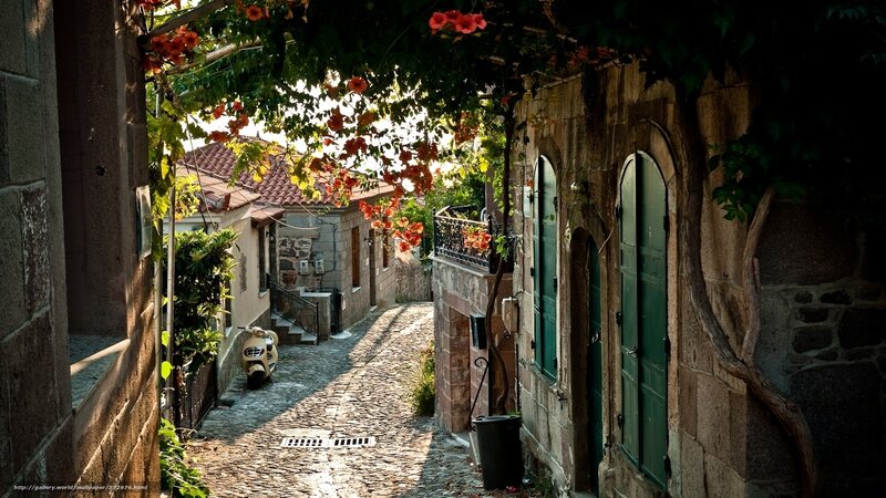 Cobblestone Alley with Scooter