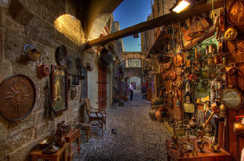 Cobblestone Alley with Shops