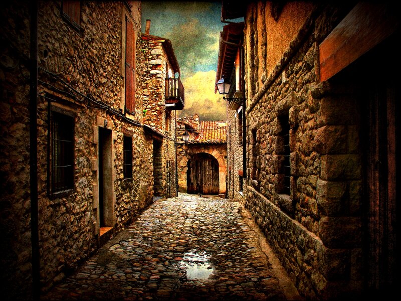 Cobblestone Alleyway — Brown, Dramatic