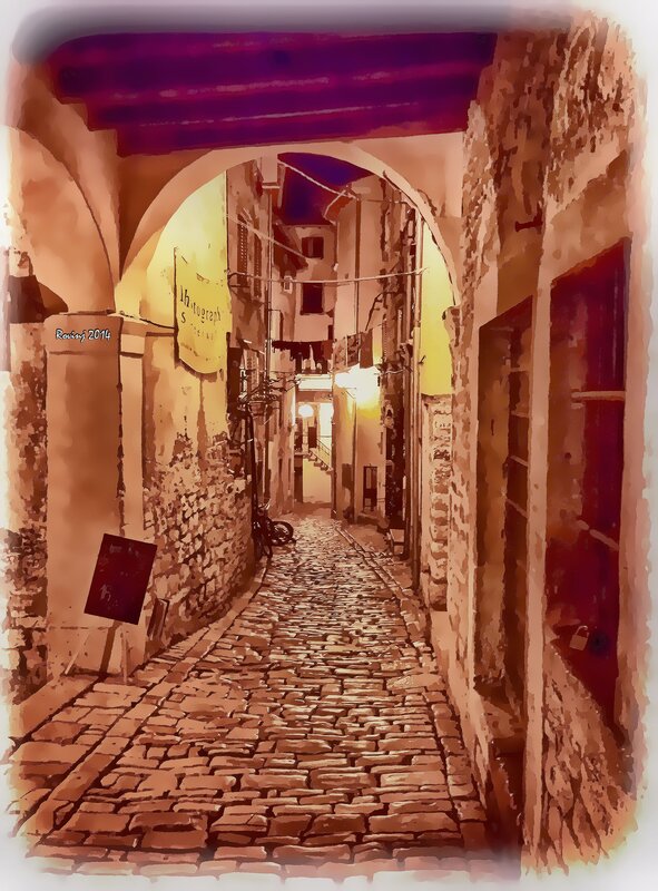 Cobblestone Alleyway — Brown, Warm