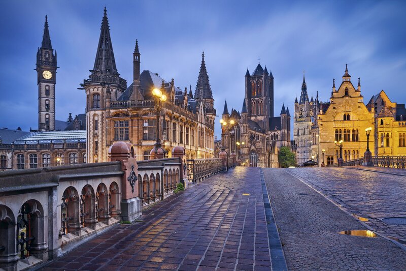 Cobblestone Bridge at Dusk