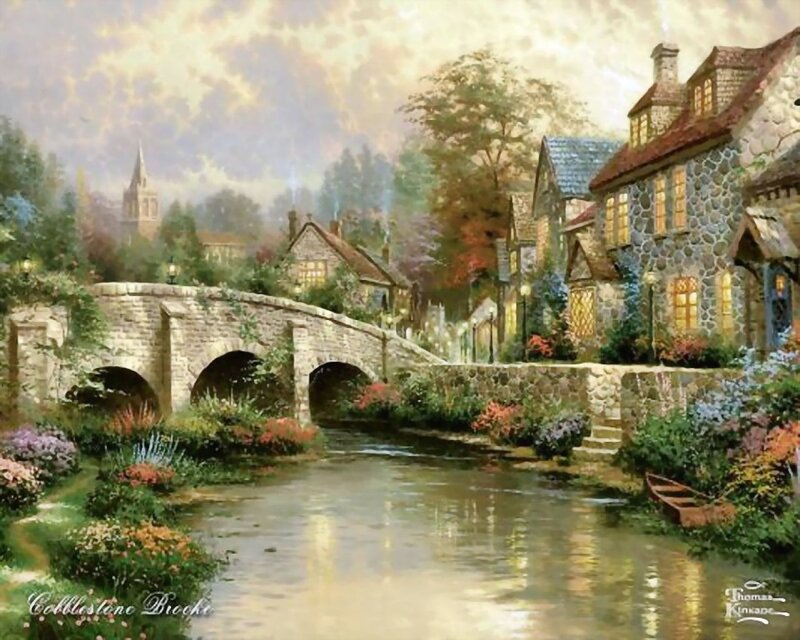 Cobblestone Brook village scene