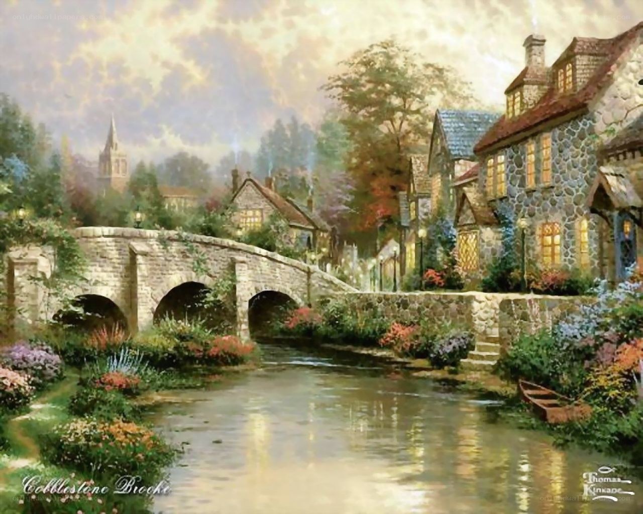 Cobblestone Brook village scene
