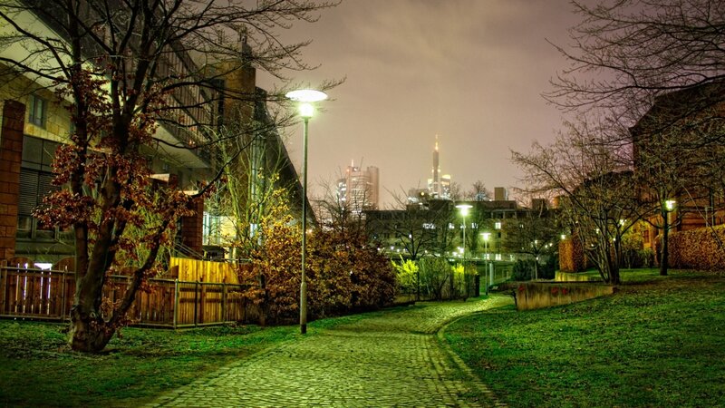 Cobblestone Path at Night — Green