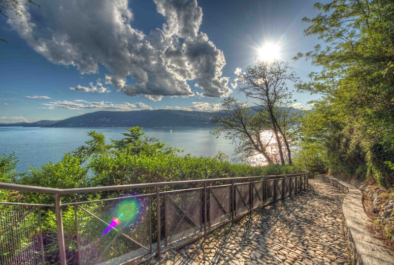 Cobblestone Path by Lake — Blue