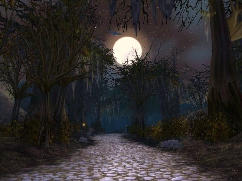 Cobblestone Path in Forest — Dark