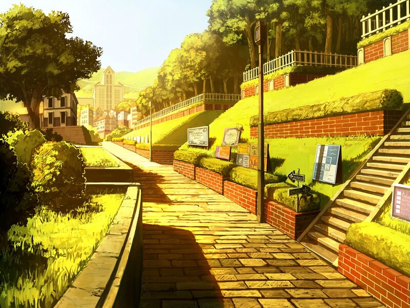 Cobblestone Path in Park — Green, Serene
