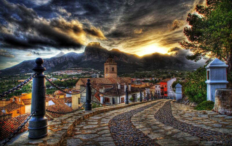 Cobblestone Path in Village — Gray, Dramatic