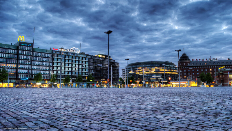 Cobblestone Plaza at Dusk