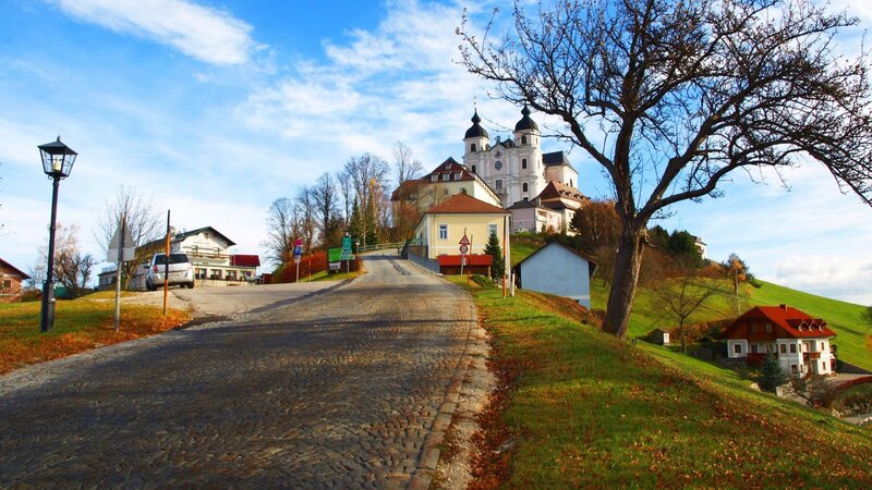 Cobblestone Road to Hilltop Church