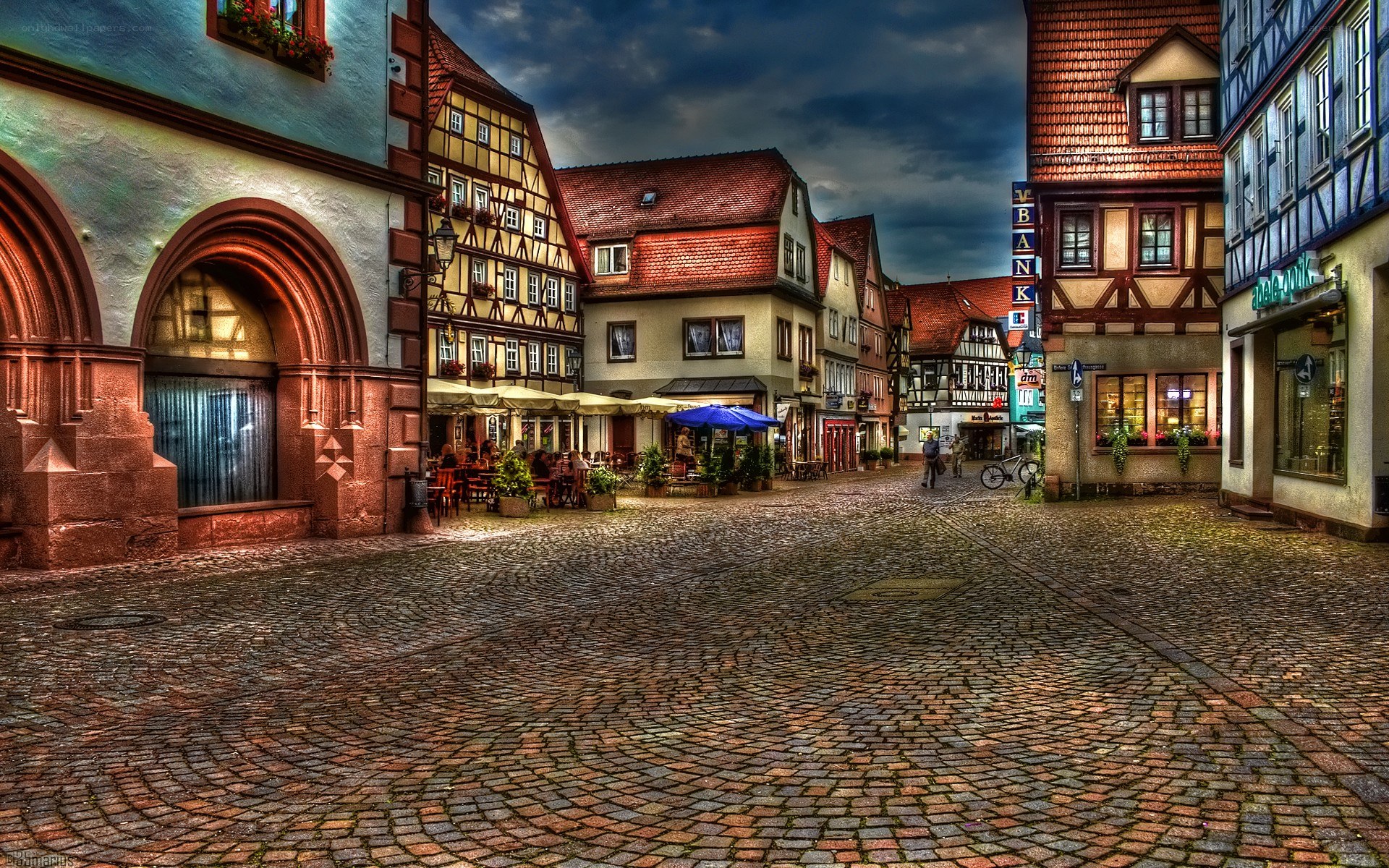Cobblestone square in German town