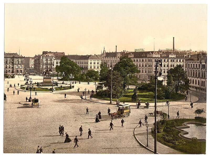 Cobblestone Square with Monument
