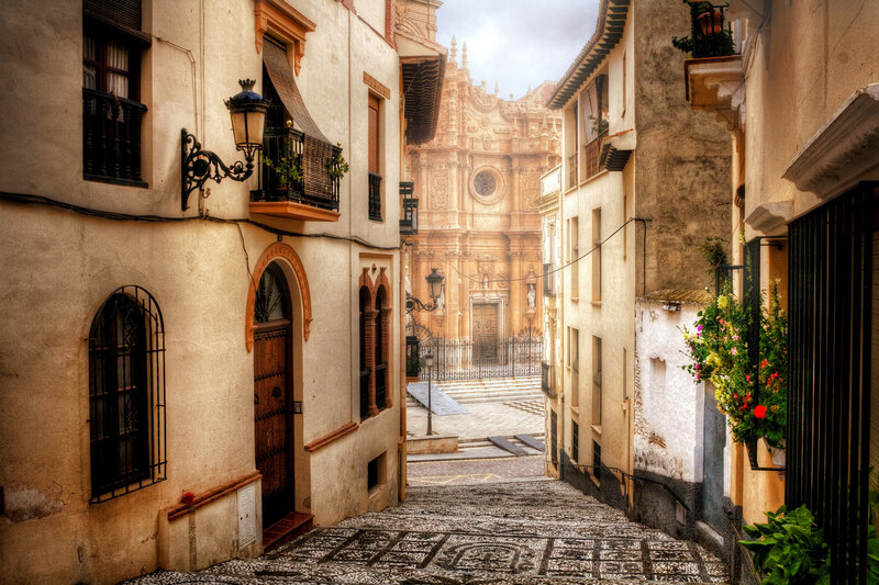 Cobblestone Street and Church
