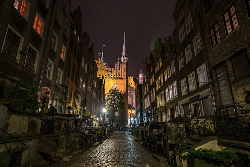 Cobblestone Street at Night — Dark