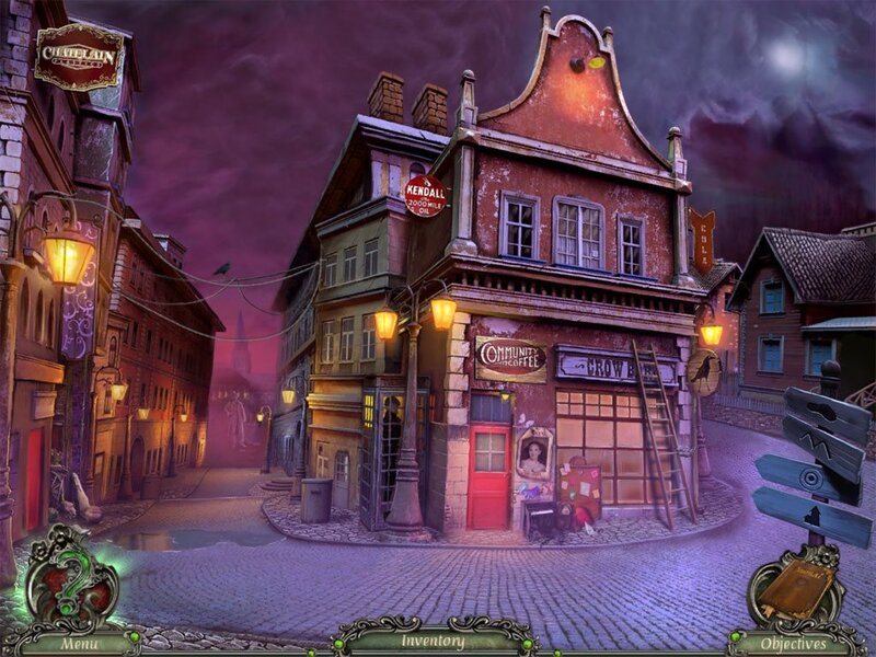 Cobblestone Street at Night — Purple, Dramatic