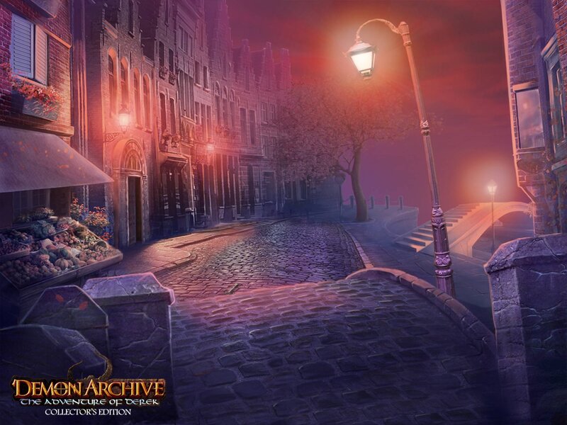 Cobblestone Street at Night — Purple, Mysterious