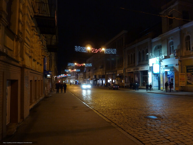 Cobblestone Street at Night — Yellow, Quiet