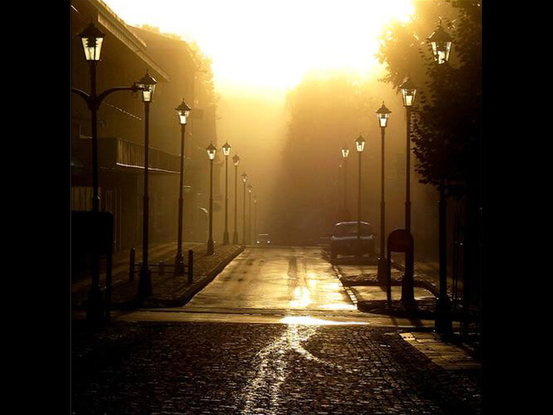 Cobblestone Street at Sunrise