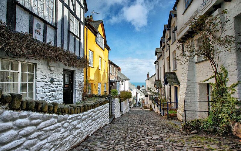 Cobblestone street in a coastal village