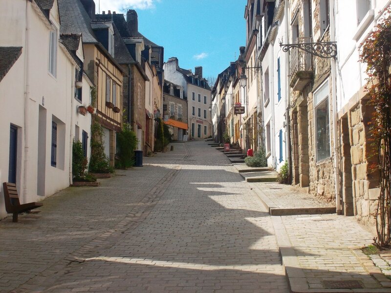 cobblestone street in a historic town