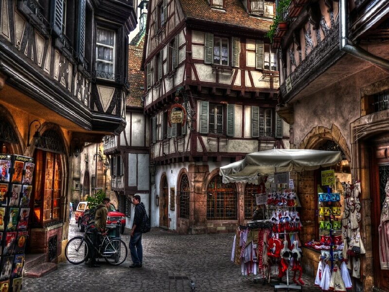 Cobblestone street in a historic town