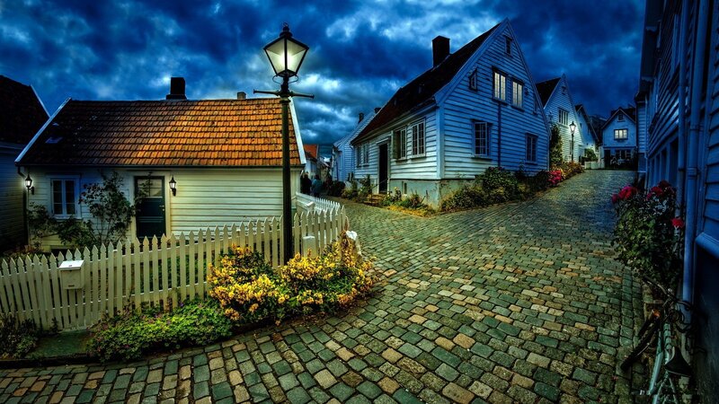 Cobblestone street in a historic village