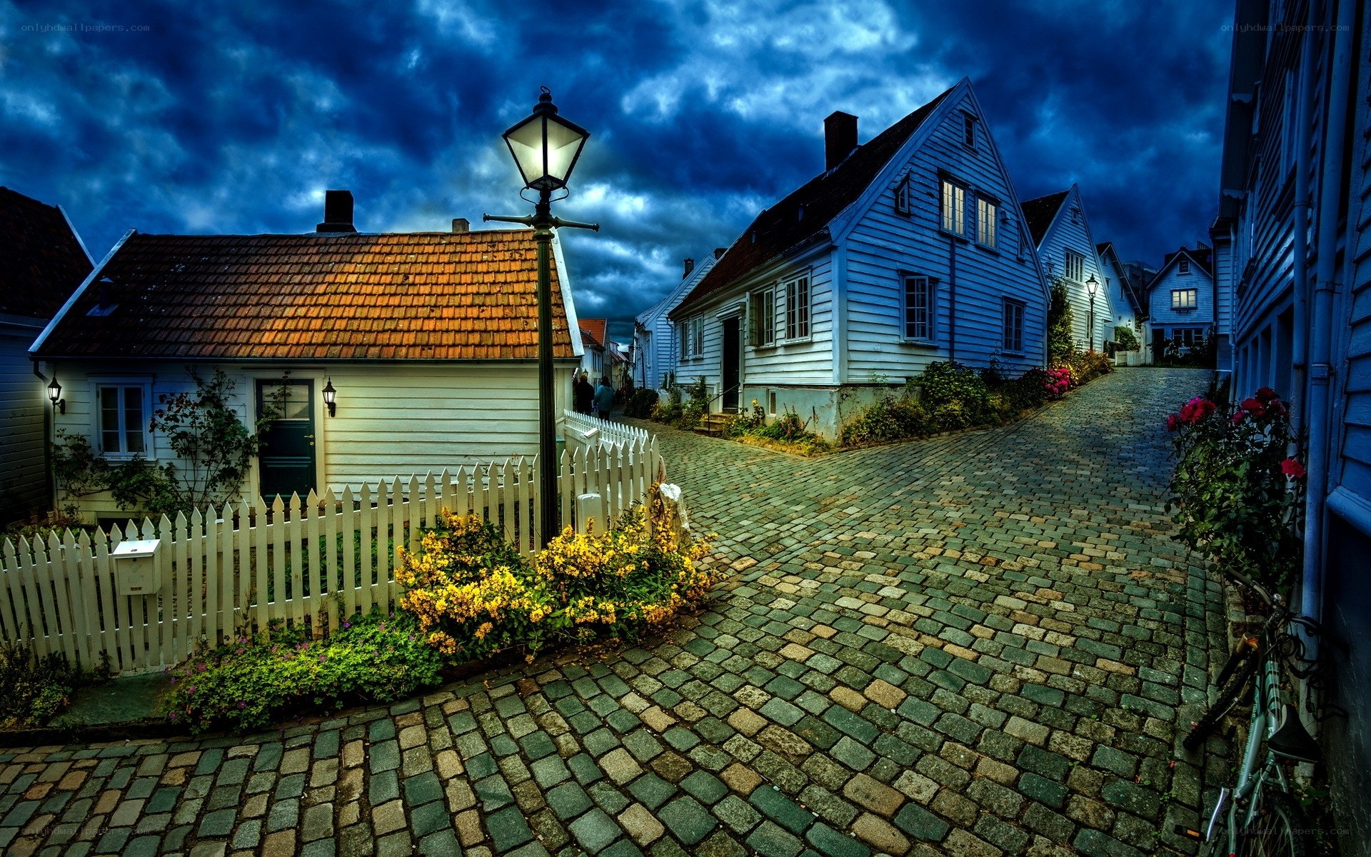 Cobblestone street in a historic village